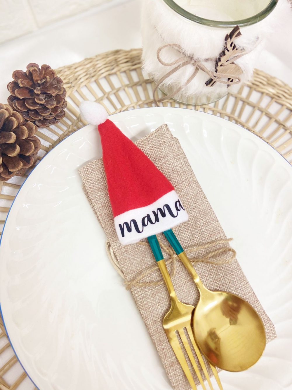 Porta cubiertos navidad "Gorrito Papa Noel"