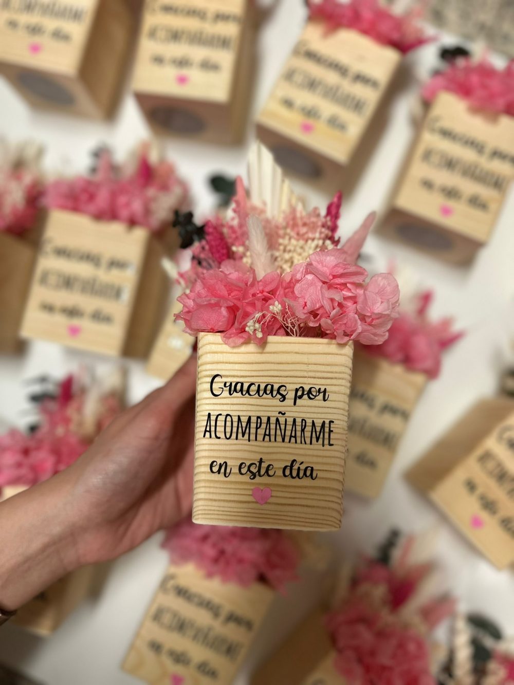 Mini centro de flores preservadas "Pink'' Rosa