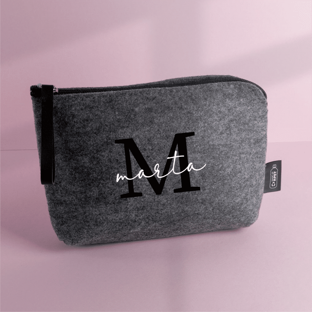 neceser fieltro inicial personalizado gris