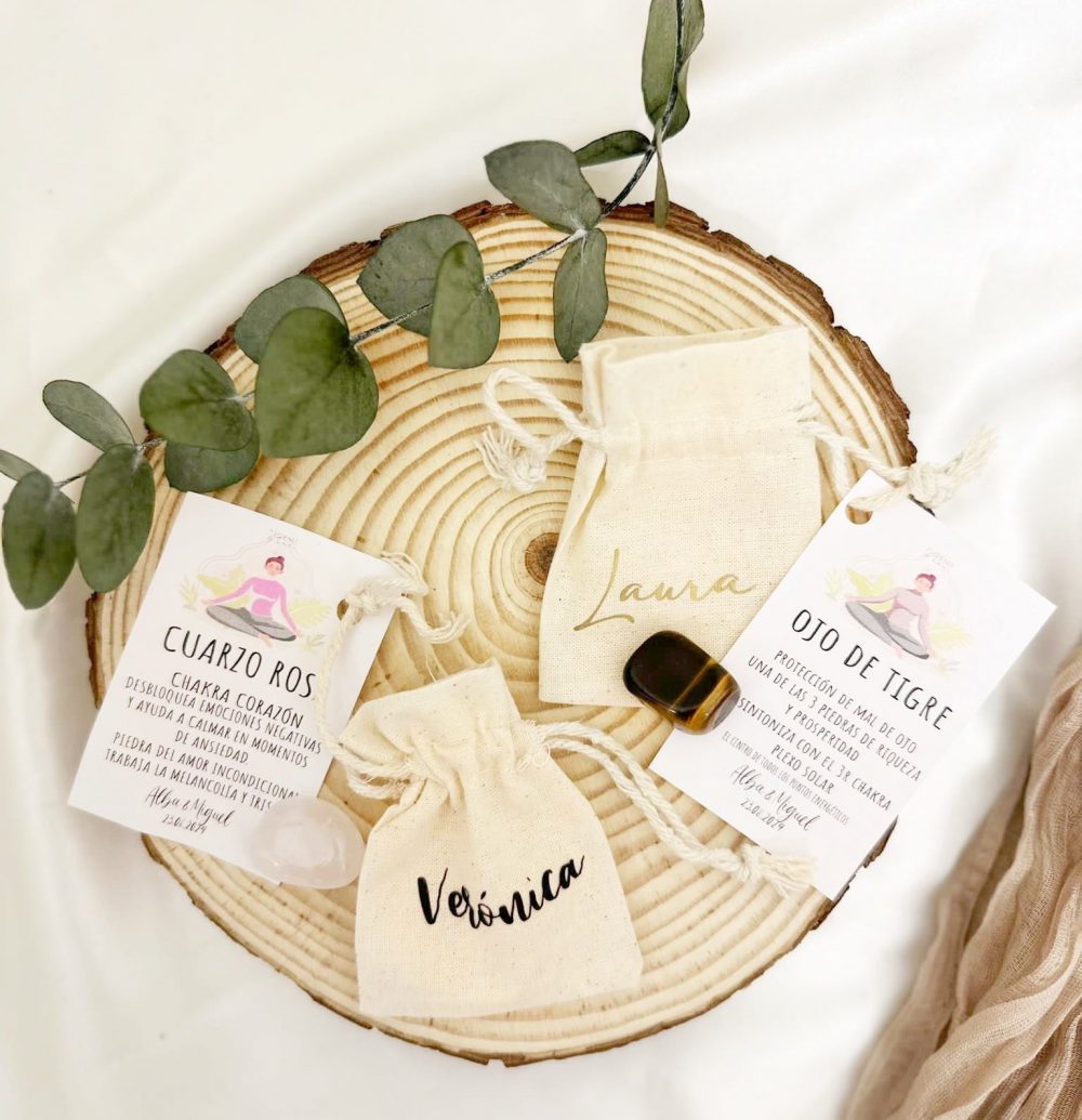 Bolsa algodón personalizada con ''Piedra natural de cuarzo''