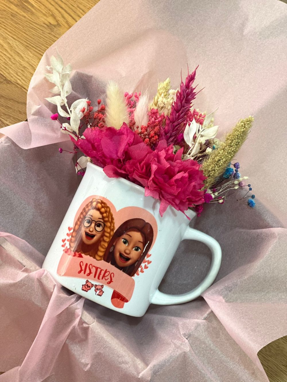 taza personalizada flores preservadas