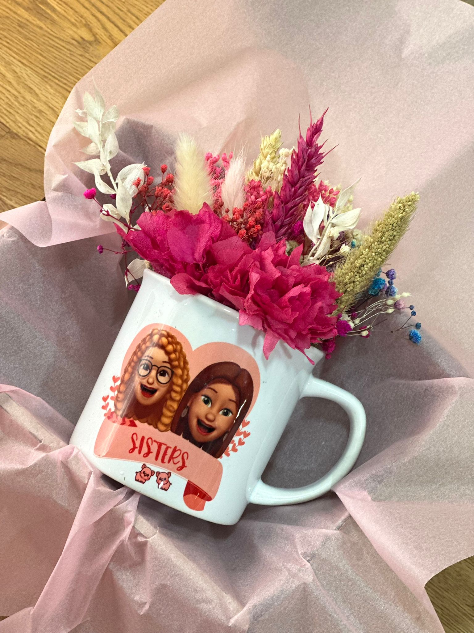 taza personalizada flores preservadas