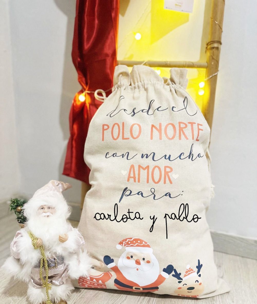Saco de Navidad personalizado "Desde el Polo Norte con amor"