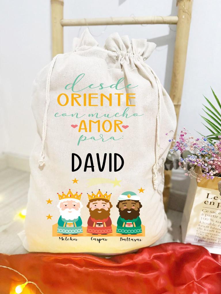 Saco de Navidad personalizado"Desde Oriente con amor"