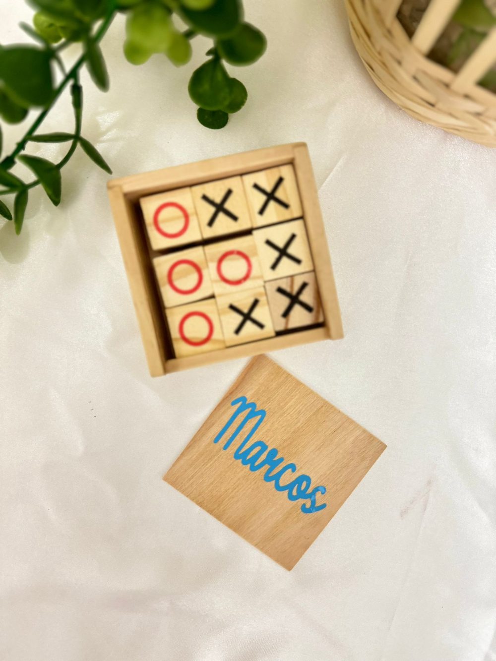Juego 3 en raya de madera personalizado