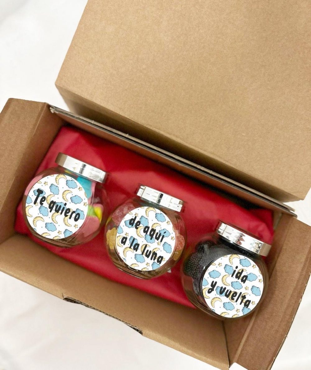 Kit tarritos chuches ''Te quiero de aquí a la luna..''