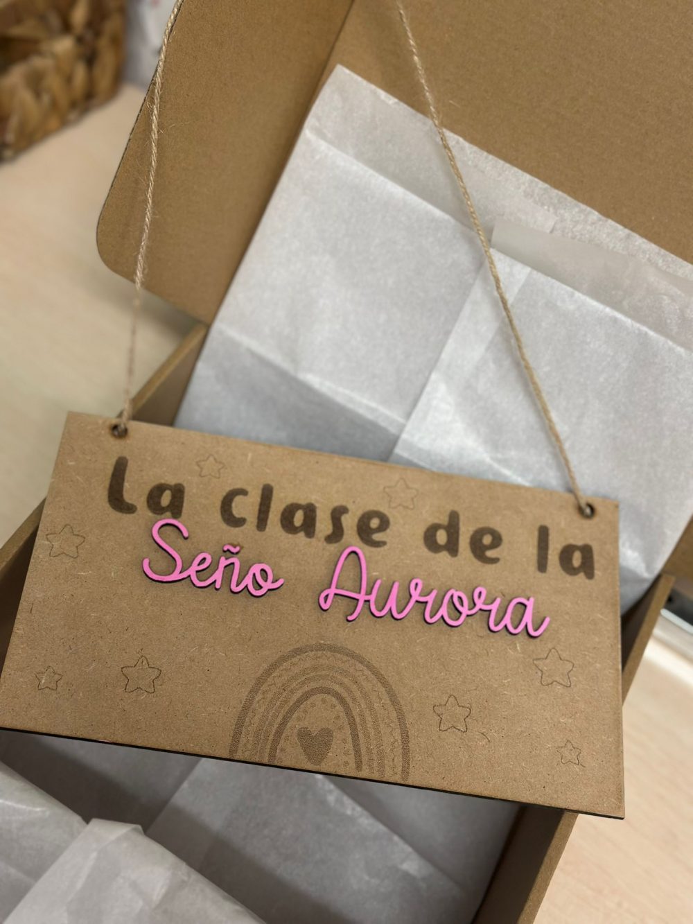 Placa madera ''Seño/profe''