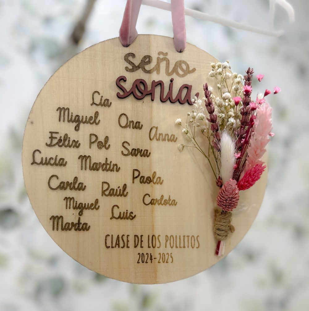 Placa de Madera con Flores Preservadas para Profes adas para Profes