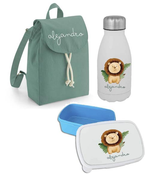 Kit mochila+tupper+botella vuelta al cole