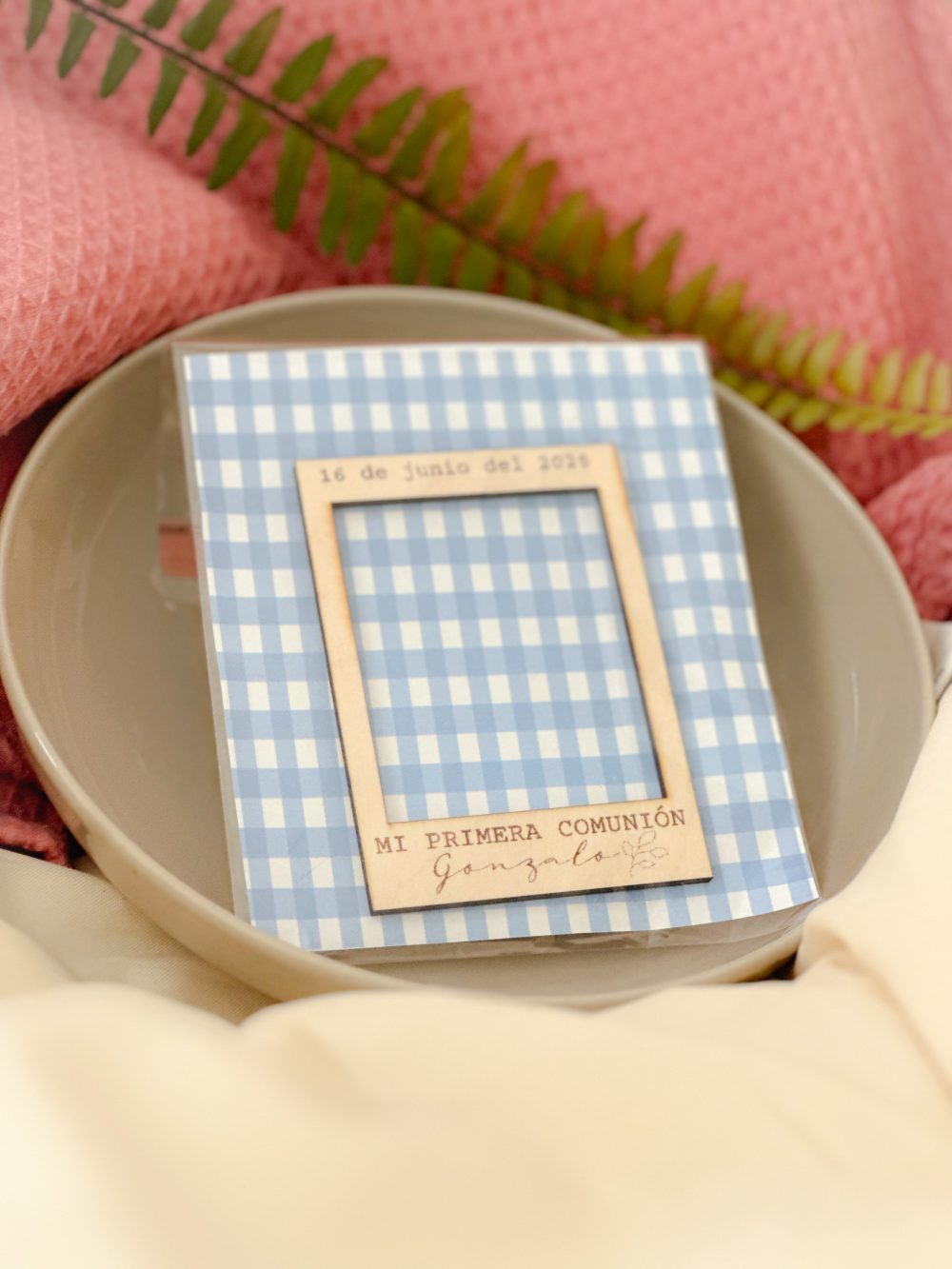 Portafotos madera comunión imán