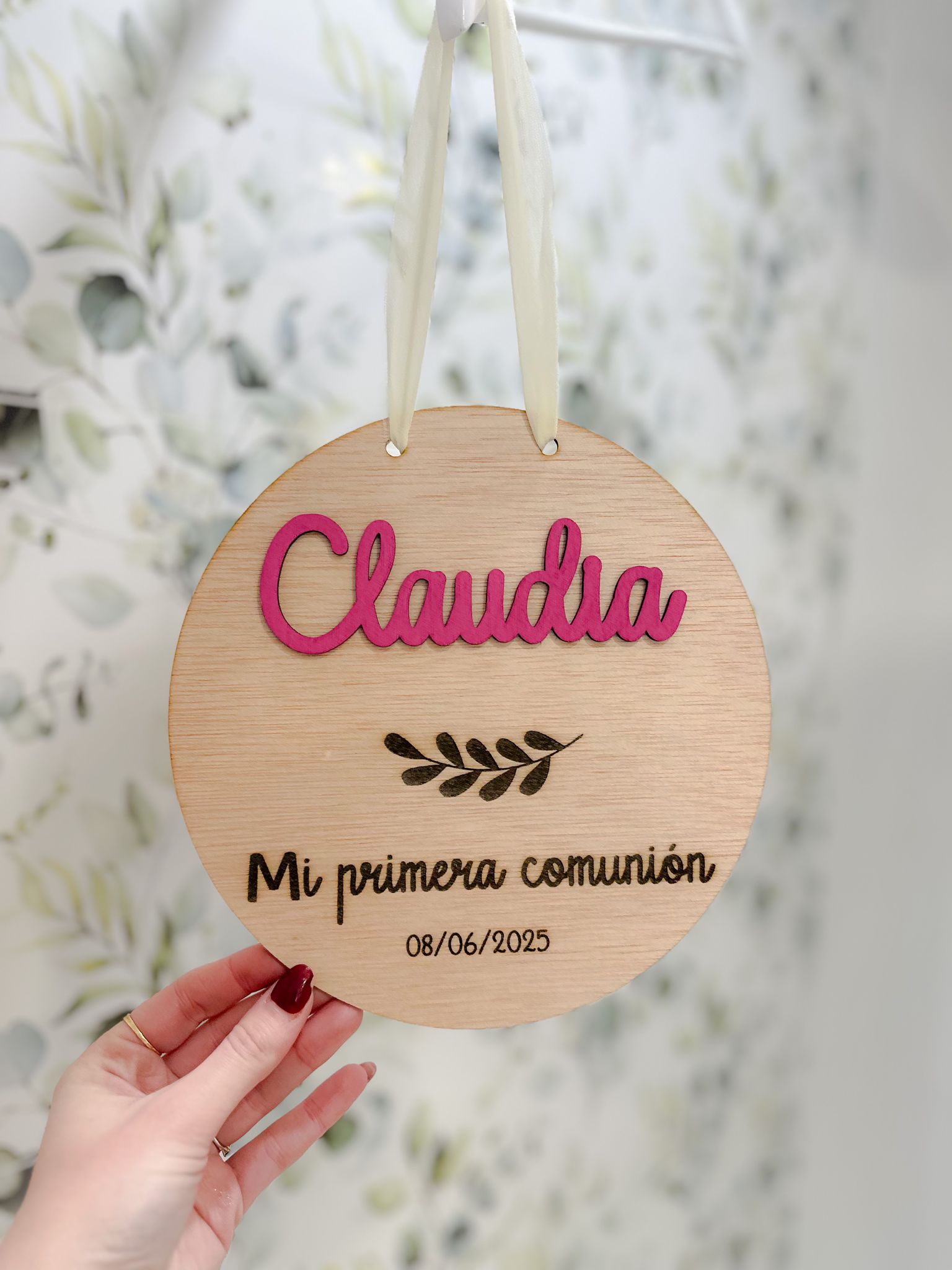 Cartel madera colgante silla ''Mi primera comunión''