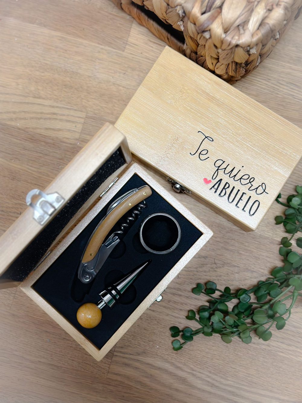 set de vino premium madera