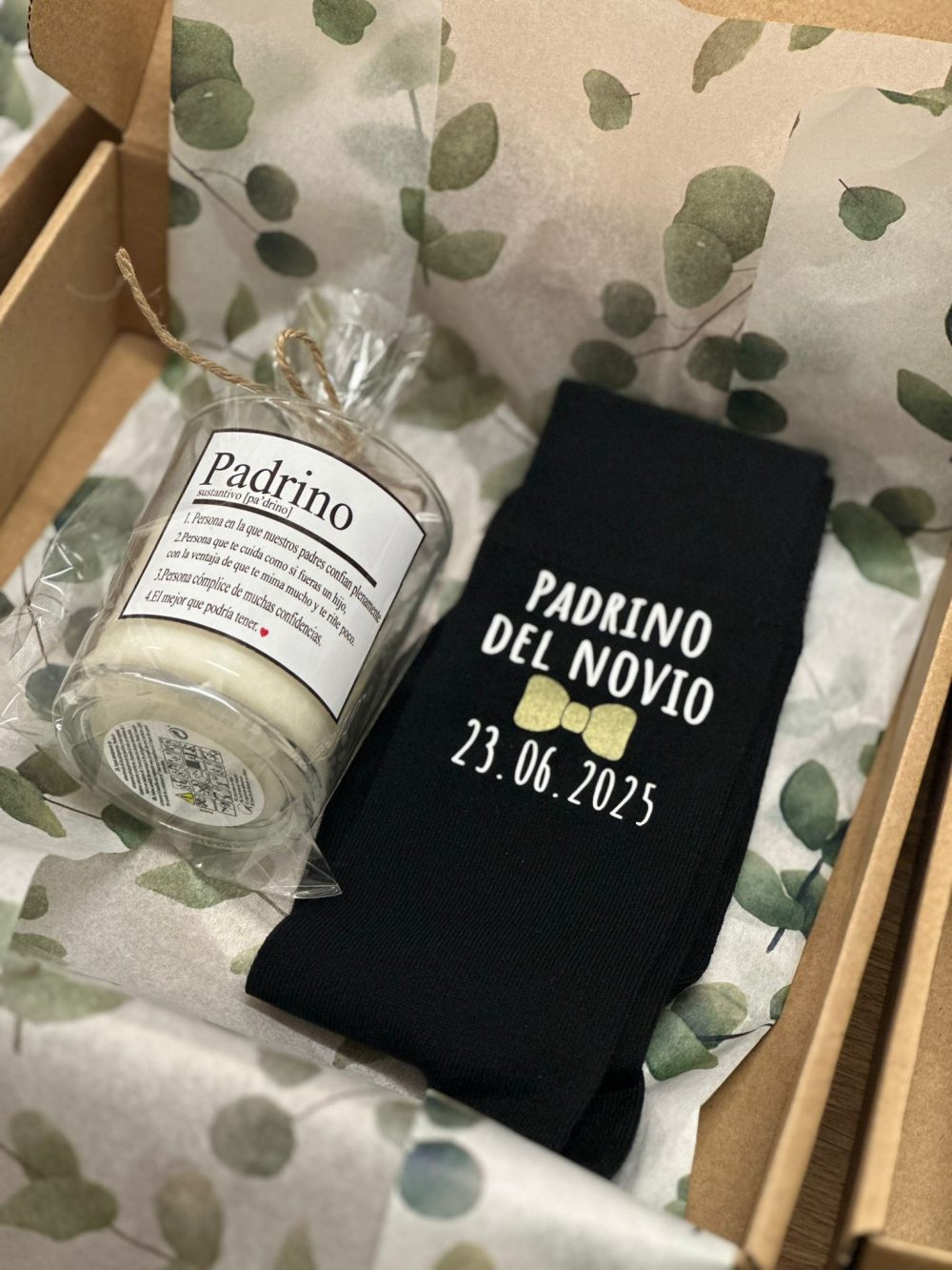 Kit calcetines y vela para el padrino