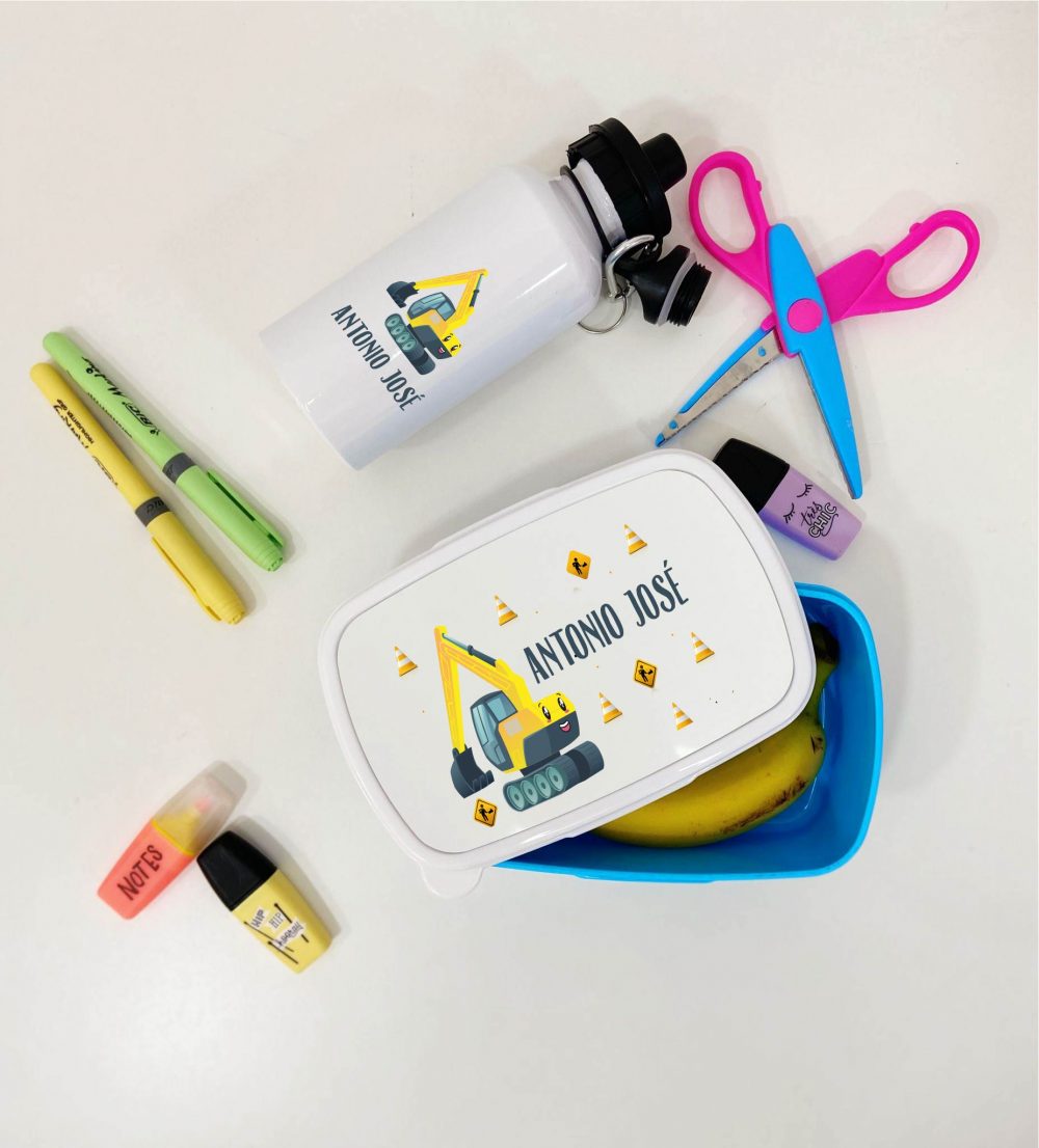 Pack personalizado vuelta al cole tupper+cantimplora azul