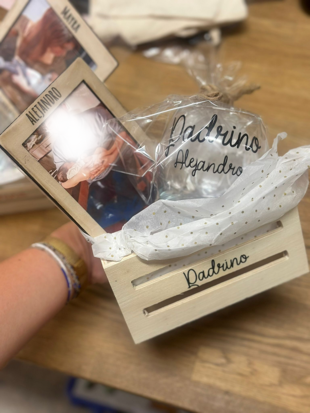 Caja madera ''Gracias por ser mi padrino''